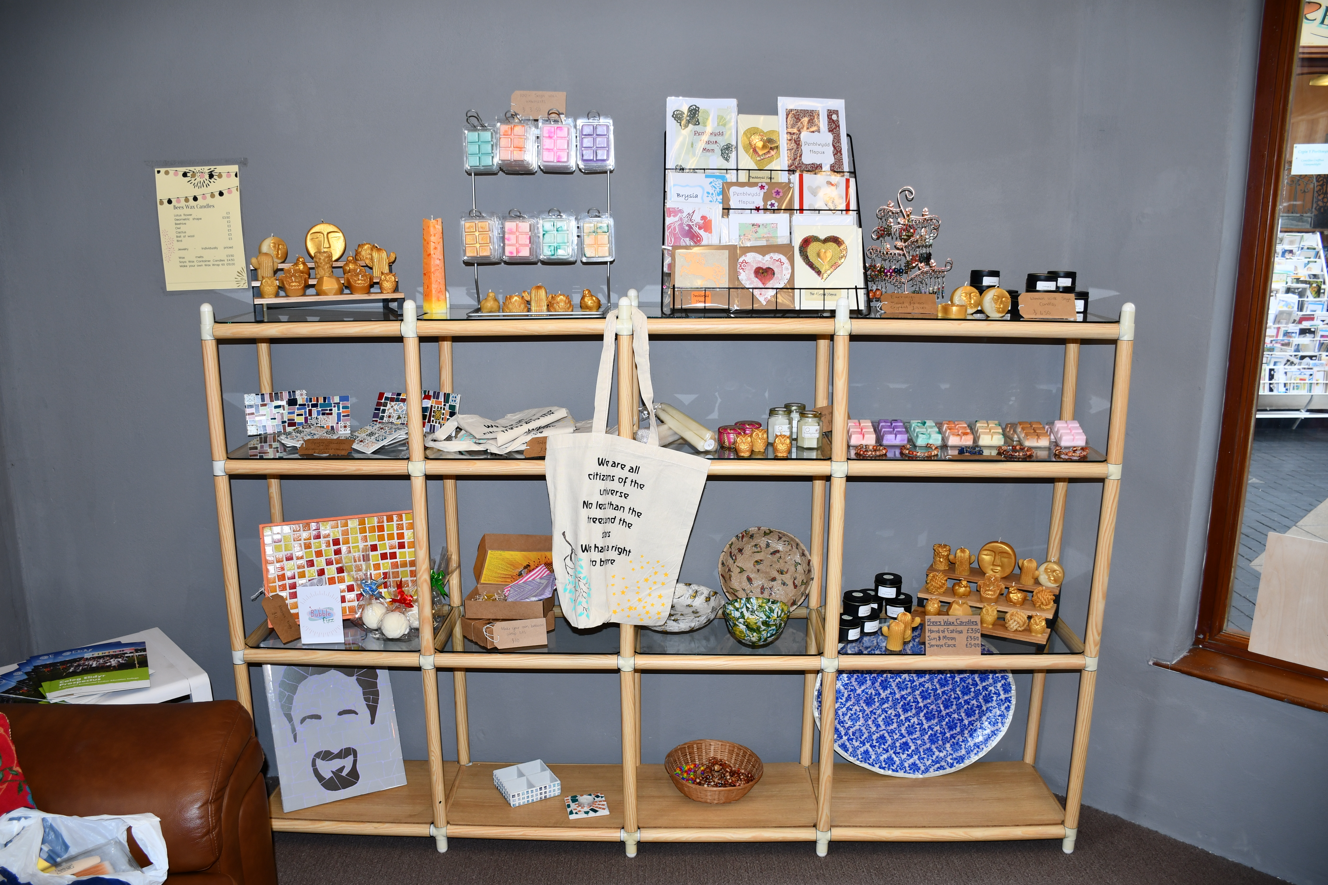 Products on shelf in shop