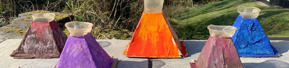 Paper mache volcanoes