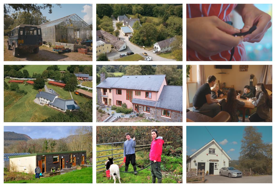 A montage of Elidyr Communities Trust accommodation and grounds.