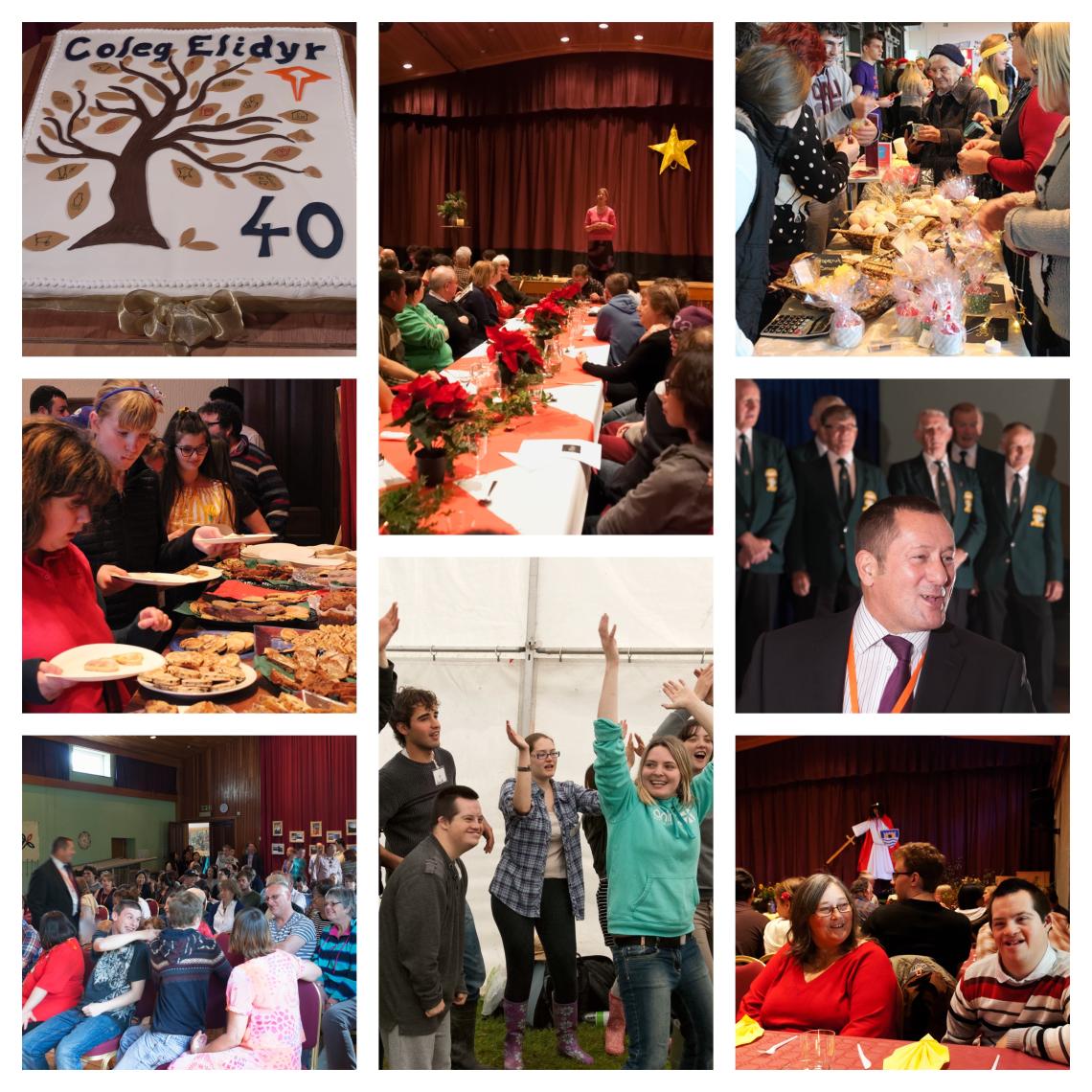 Collage of family events at Elidyr Communities Trust.