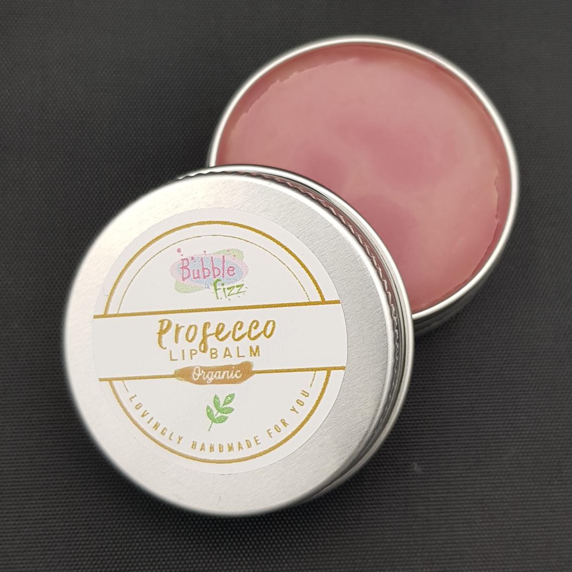 Close up of Prosecco pink lip balm.