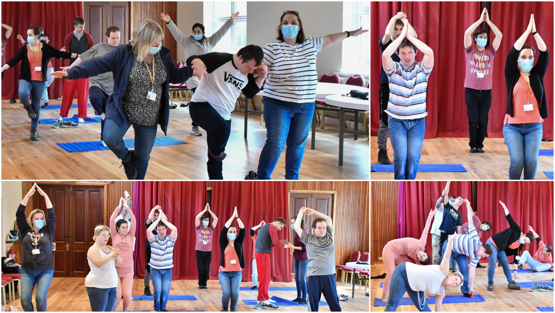 Young people at Elidyr Communities Trust doing yoga.