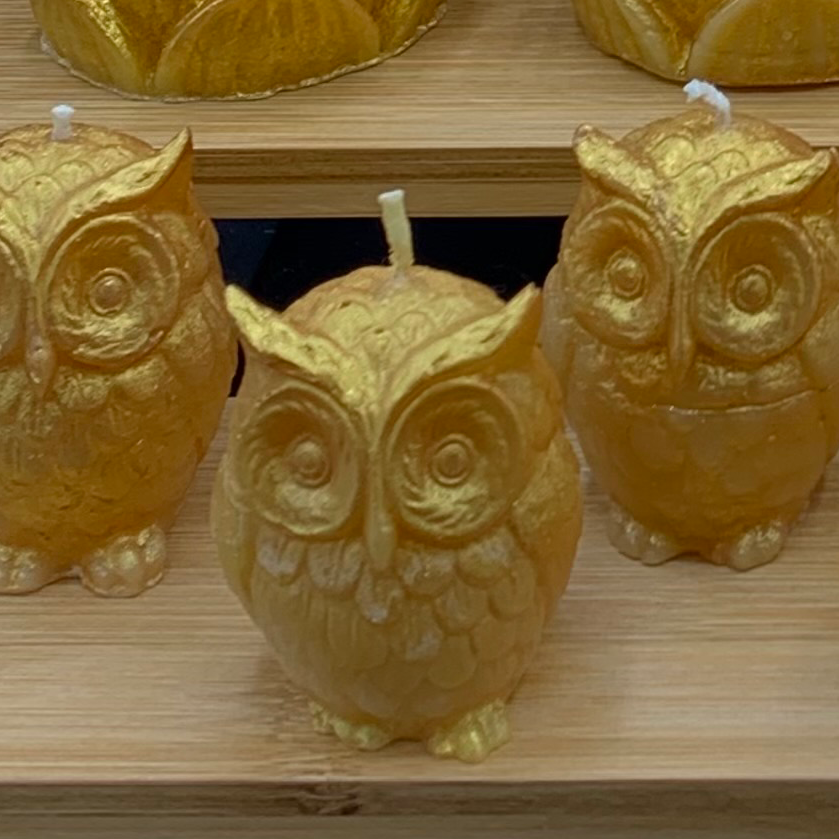Gold owl candle from Elidyr Communities Trust