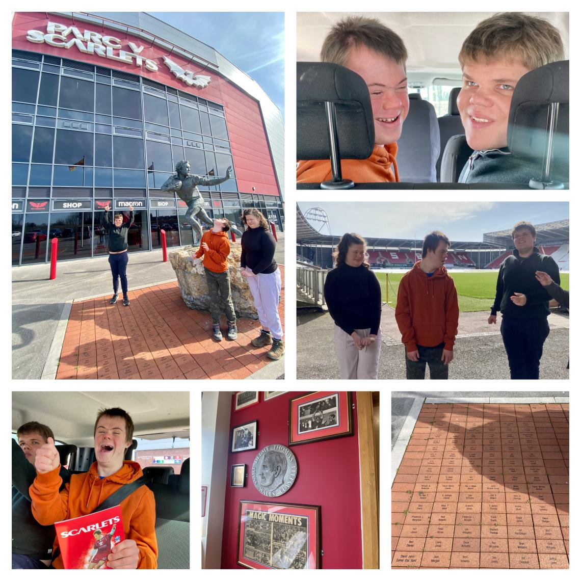 Collage of visit to Parc Y Scarlets
