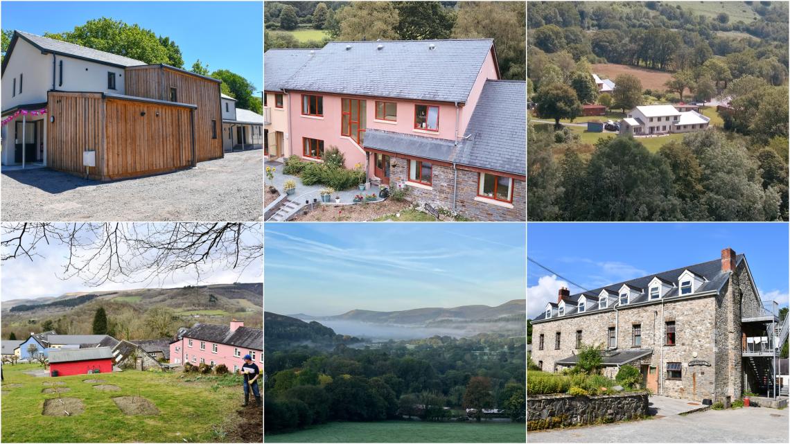 A collage of 6 images showing buildings at Elidyr Communities Trust