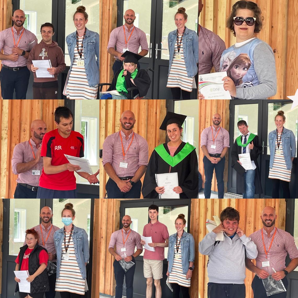 9 images of learners being presented with DofE Awards at Elidyr Communities Trust.