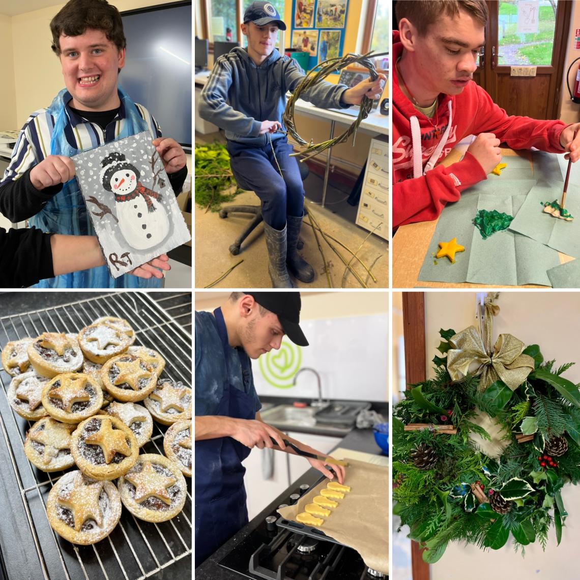 learners making Christmas decorations and mince pies