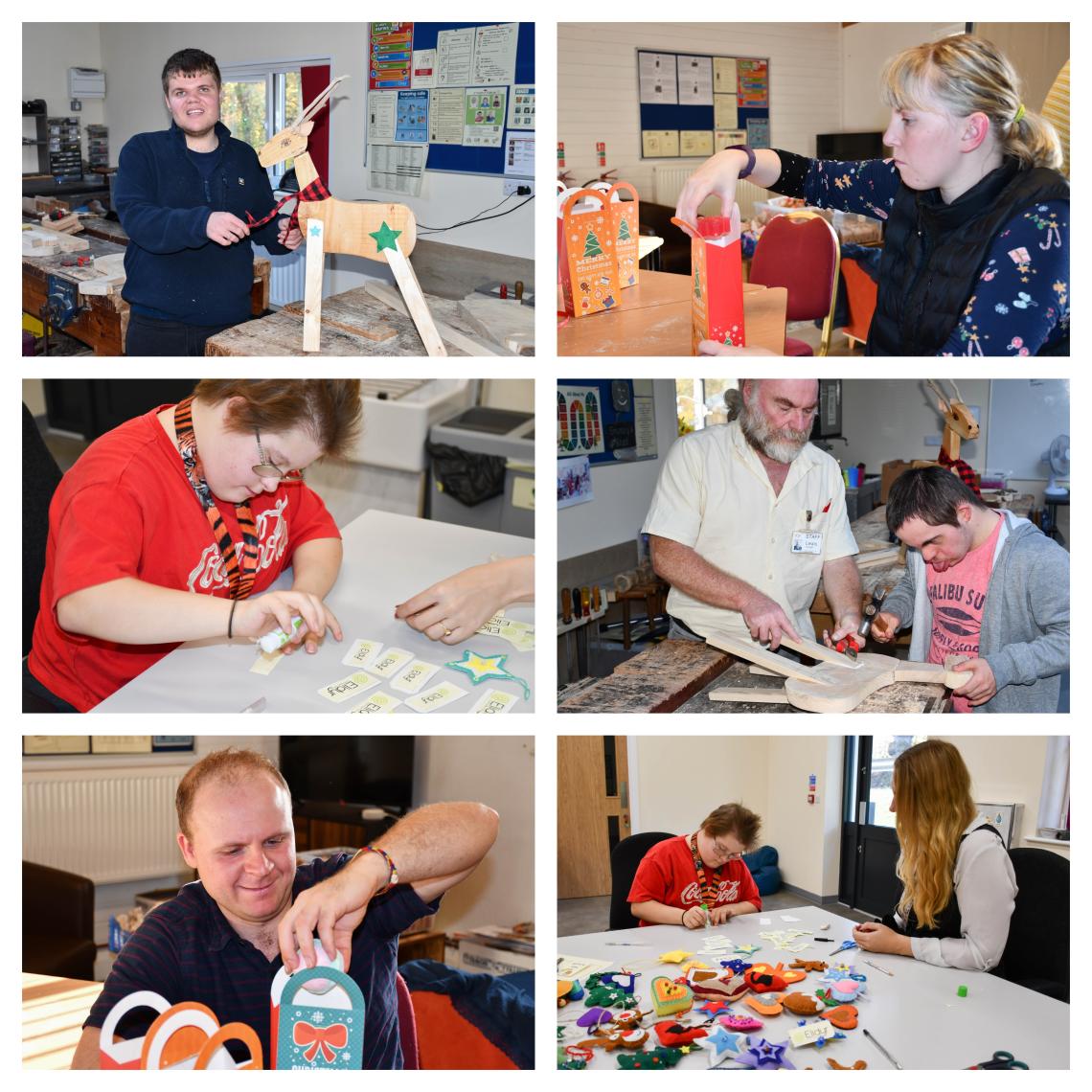 collage showing learners making craft items