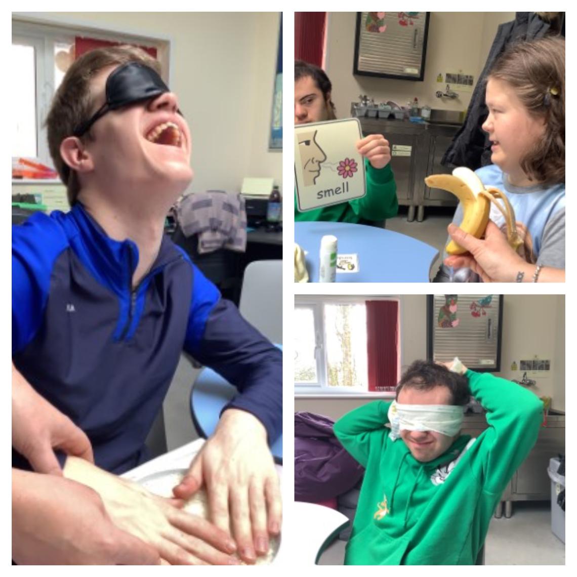 Learners trying out their senses in science lesson