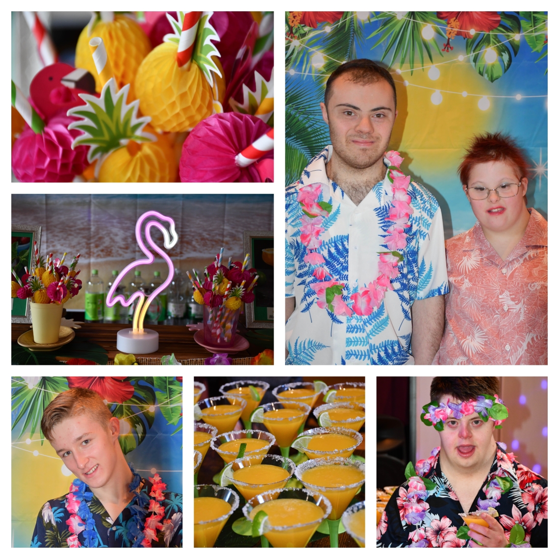 Summer ball collage with learners, drinks and decorations