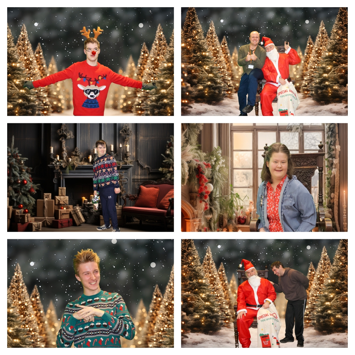 Green screen photos at Christmas party - collage