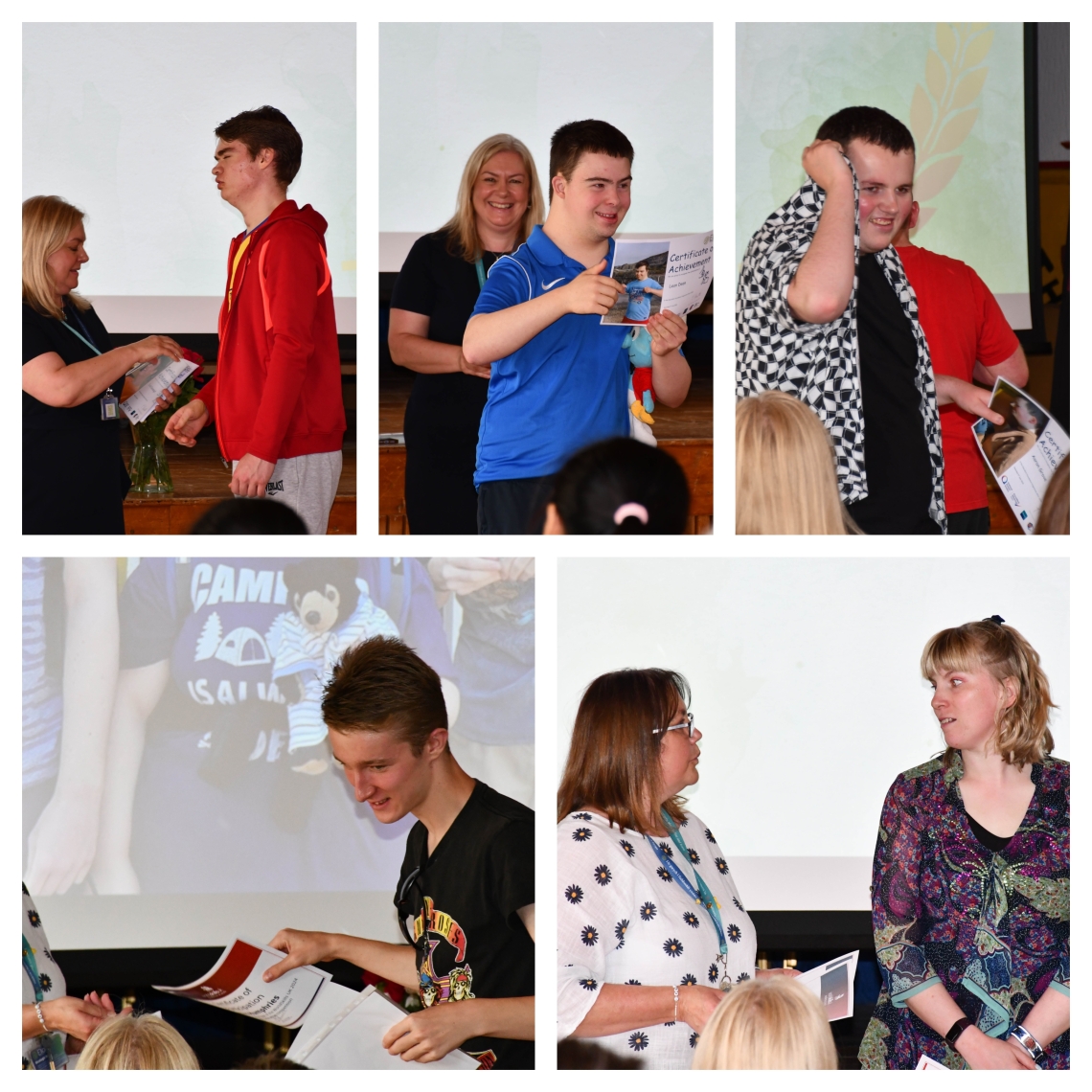 Collage of learners collecting their certificates