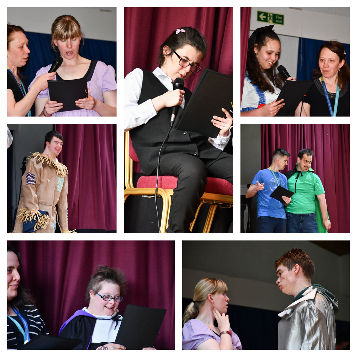 Collage of learners performing on stage