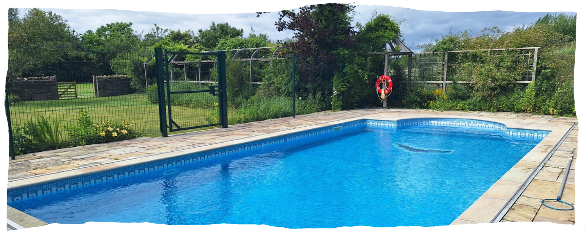 A swimming pool outside