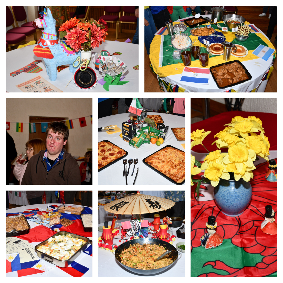 A collage of international foods