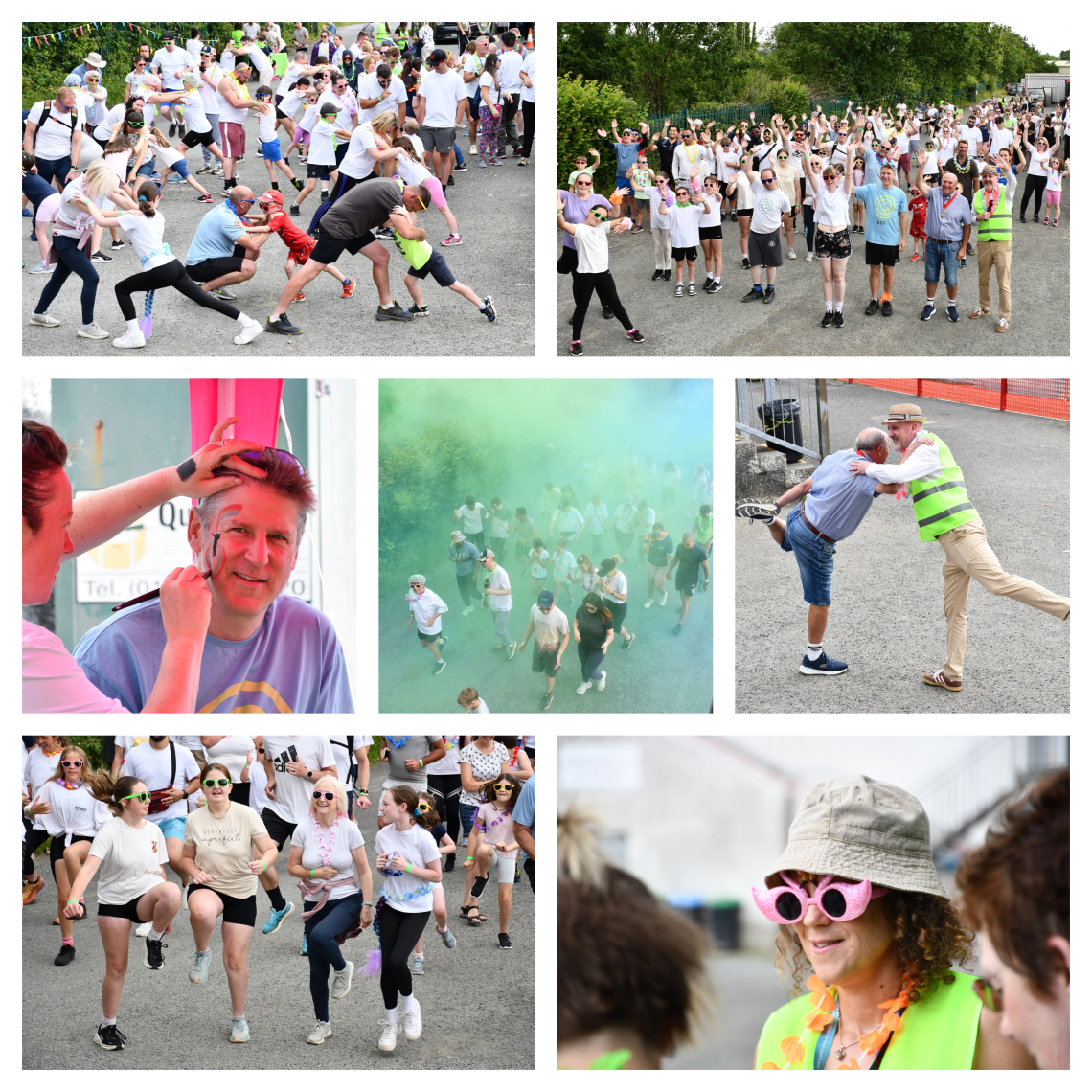 Face painting and warm up exercises before a fun run