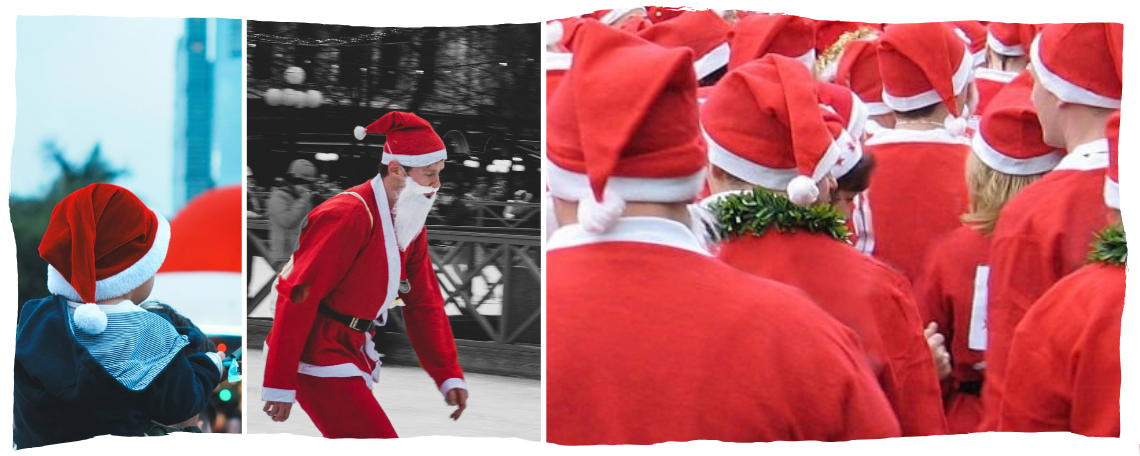 A montage of 3 santa dash images