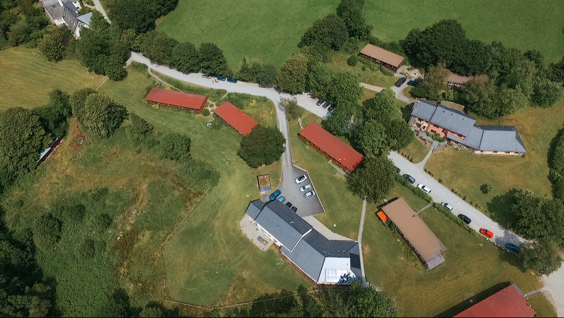 Campus building at Elidyr Communities Trust from the air.