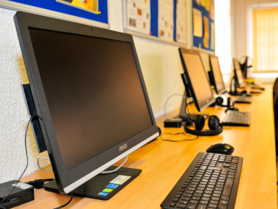 An image of computers in a row