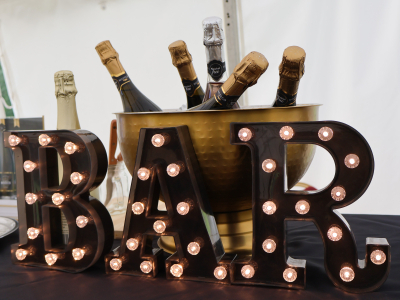 Bar sign with bottles
