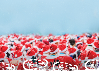 Many santas racing